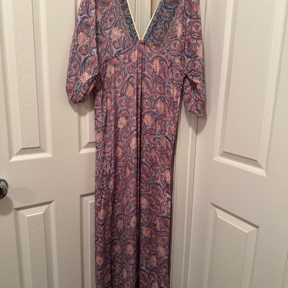 RAGA Paisley V-Neck Maxi Dress - Pink and Blue